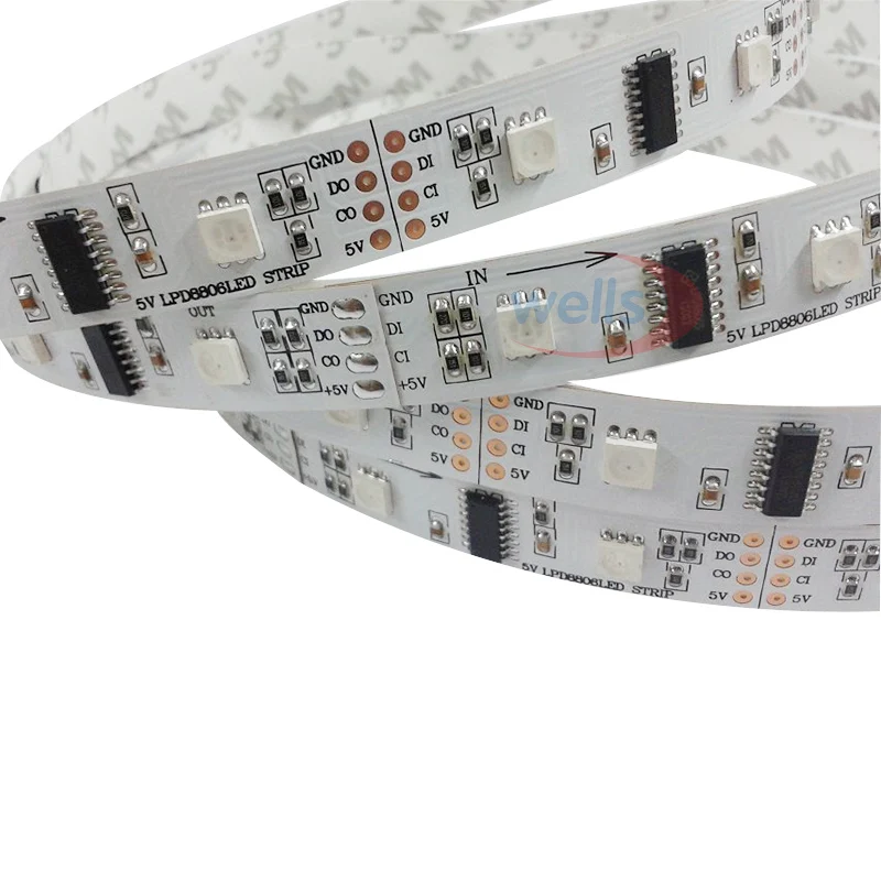 Wholesale 5M 32/48/52/60 LEDs/m Pixels LPD8806 IC Dream Color SMD 5050 LED Strip non-Waterproof Individual Addressable DC5V