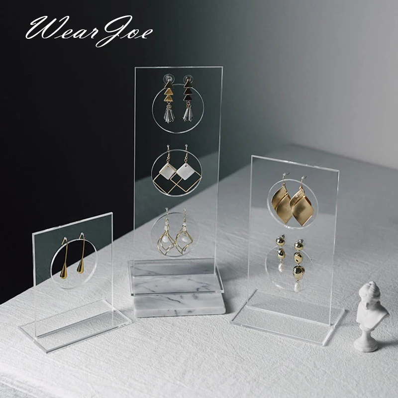 Simple Clear Acrylic Jewelry Display Drop Earrings Stand Vertical Holder Ear Studs Piercings Stoarge Show Rack Photography Props 1 set clear acrylic square jewelry holder cosmetics display stand pad necklace rings show rack photography props