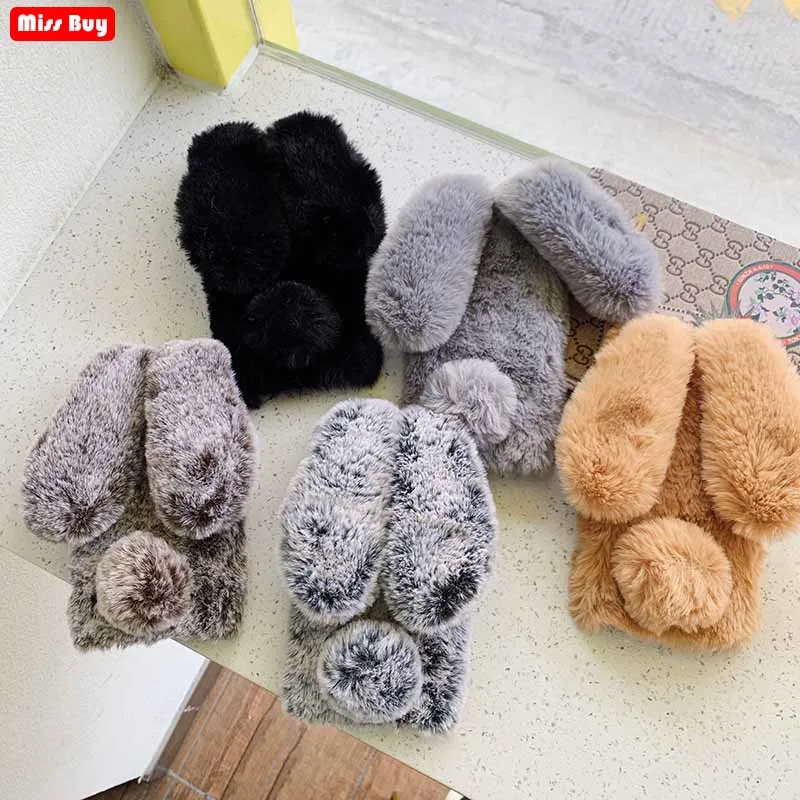 

For OPPO A9 2020 Case Plush Warm Lovely Rabbit Ears Furry Case for OPPO A5 2020 A11 A11X cover A3 2020 Cover Protective Shell