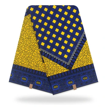

Yellow African Cotton Fabric Real Wax Block Prints Ankara Fabric For Skirt /African Fabrics Kitenge Tissues Africain Pagne Y-222