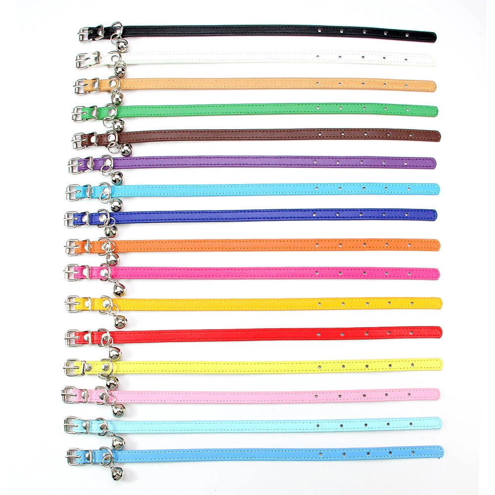 16 Colors Soft PU Leather Cat Collar With Bell Solid Puppy Collars For Small Medium Dog Cat Accessories Chihuahua Pet Products 16 Colors Soft PU Leather Cat Collar With Bell Solid Puppy Collars For Small Medium Dog Cat Accessories Chihuahua Pet Products