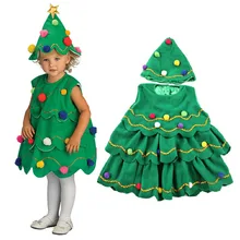 Fashion Santa costume Tree Vestidos Para Ninas Fashion Festival Cute Vetement Fille Fleece kids green christmas dress girl