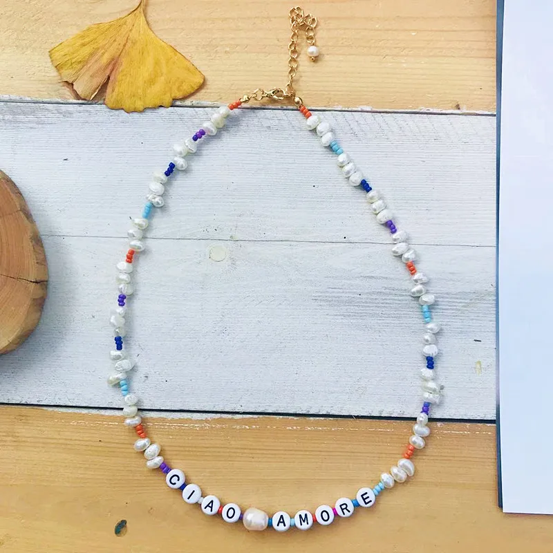 Модные звенья цепи bijoux Ожерелье из нержавеющей стали богемная жемчужная подвеска в стиле барокко ожерелье весна-слинг закрытие MATERA ожерелье - Окраска металла: 23