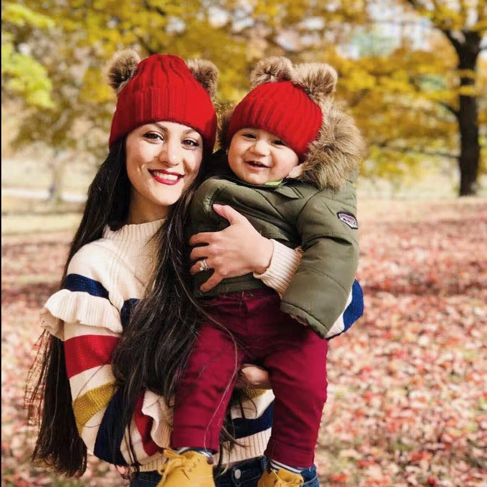 Baby Winter Hat Boys Girls Knitted Beanies Newborn Winter Warm Knit Hat Toddler Infant Warm Cap Cute Lovely Pompom Hats