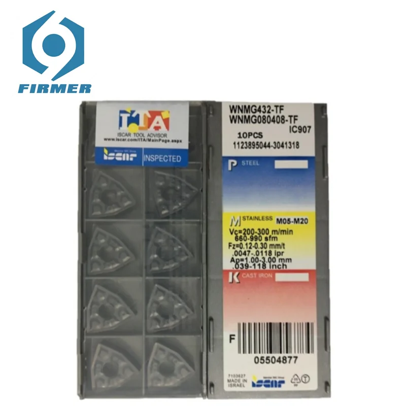 Оригинальные твердосплавные вставки 10 шт. Токарные Вставки WNMG080408-TF IC907 металлический резак токарный станок токарный инструмент резак