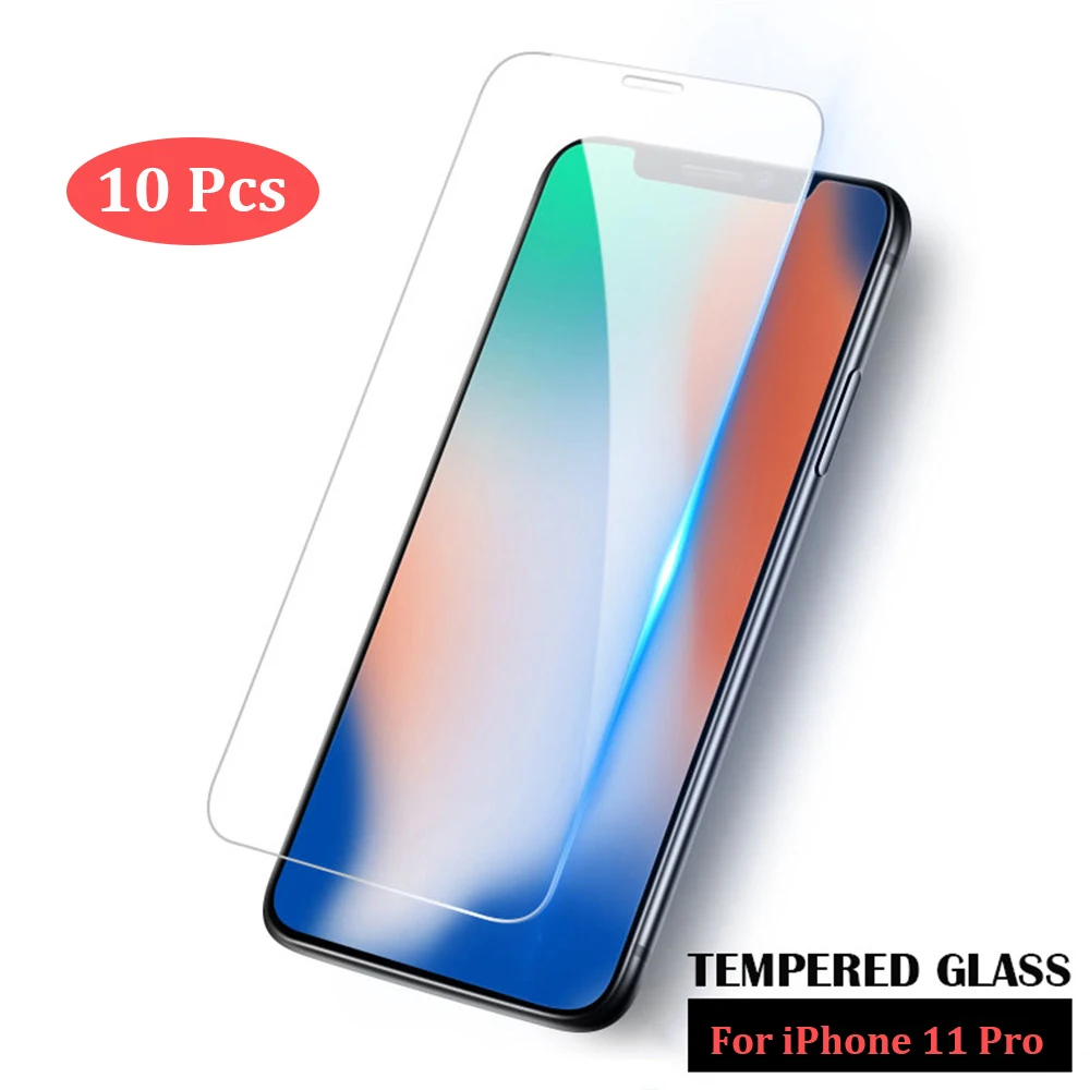 10 шт. закаленное стекло для iPhone 11 Pro XS MAX XR 6 6S 7 8 Plus X Защита экрана 4 4s 5 5s SE 2020 пленка