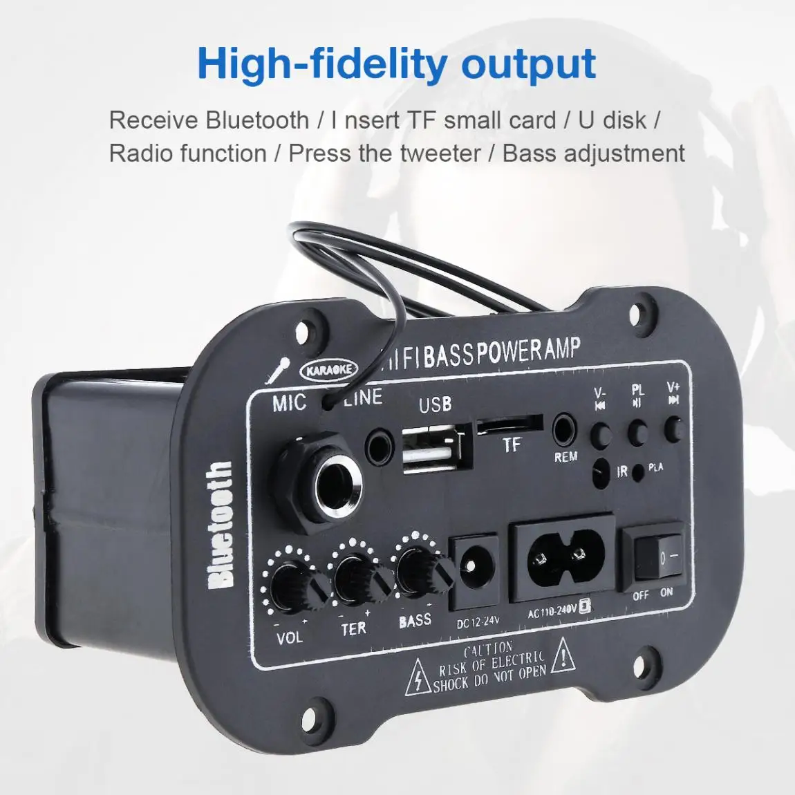 5Inch 25W HI-FI Car Audio Power Amplifier FM Radio Player Support MIC SD USB DVD MP3 Input for Car Motorcycle Home