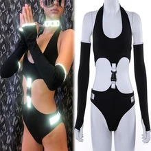 Костюм певицы, светоотражающий сексуальный комбинезон, джазовая одежда для сцены, Одежда для танцев в стиле хип-хоп, женская одежда для ночного клуба Gogo, DNV12152