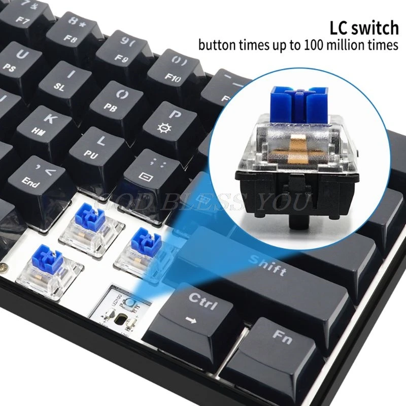 GK61 61 Ключ механическая клавиатура USB Проводная светодиодный подсветка оси игровая механическая клавиатура для рабочего стола