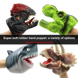 Brinquedo de pelúcia para crianças, boneco de borracha macia com cabeça de animal, luvas para presente, dinossauro, deformação de tubarão, brinquedo de pelúcia realista para piadas