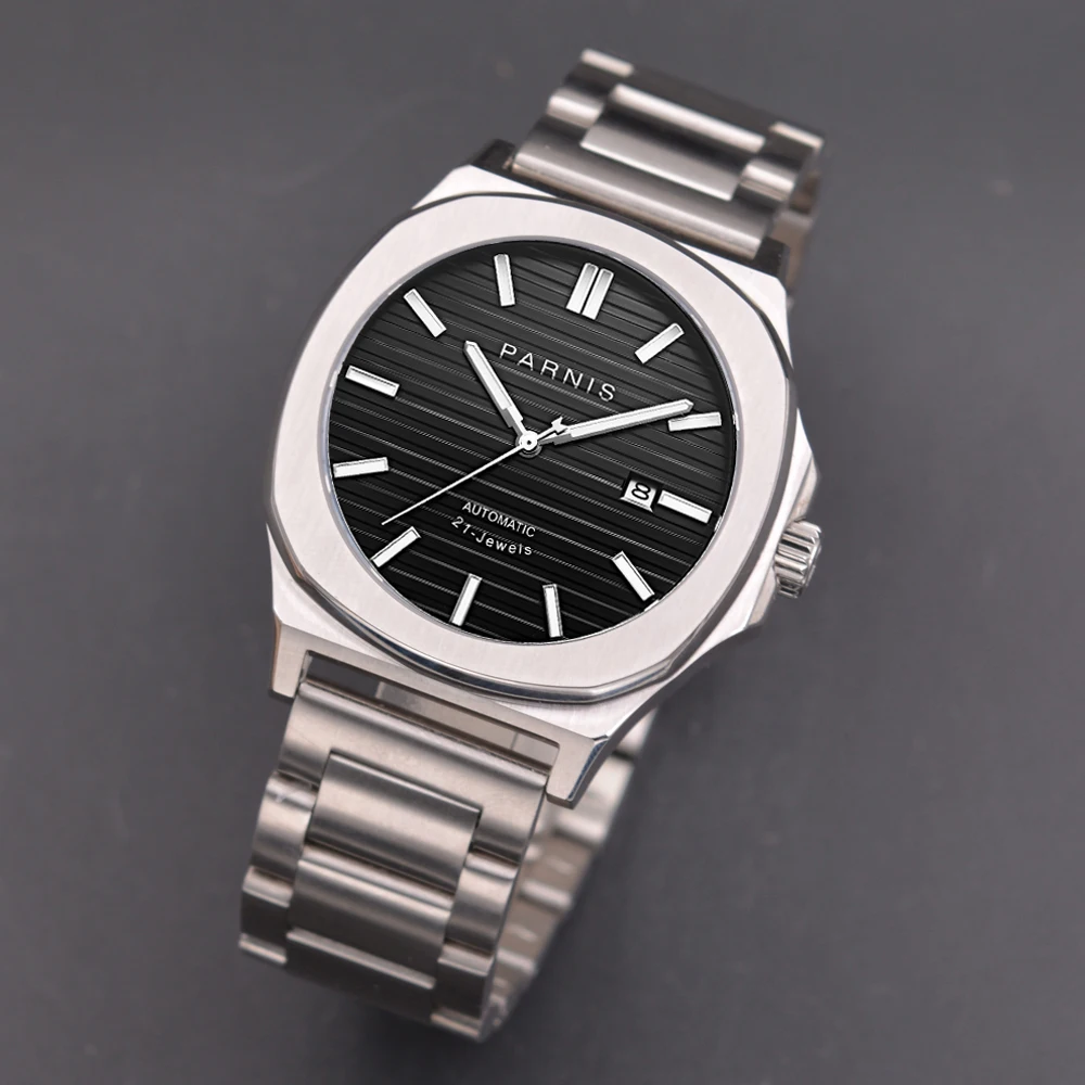 Fashion Parnis 42mm Brown Dial Mechanical Automatic Men Watches Miyota 8215  Auto Date Movement Men's Watch With Box Man Clock - Mechanical Wristwatches  - AliExpress