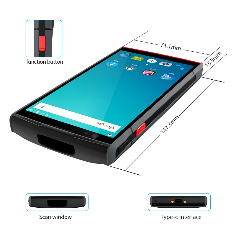 Android 9,0 BT 4,0 BLE Поддержка USB-TypeC Быстрая зарядка OTG сканер штрих-кода КПК ручной Rfid считыватель лазерный qr-код считыватель
