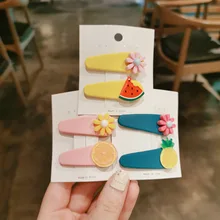 Упаковка из 2 южнокорейских хипстерских ББ зажимов с фруктами, милые заколки с цветами для девочек, комбинированные детские заколки для родителей и детей