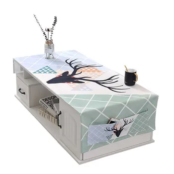 

Linen Cloth Coffee Table Tablecloth With Storage Bag Multi Function TV Cabinet Tablecloth Refrigerator Cover Cloth Nordic Style