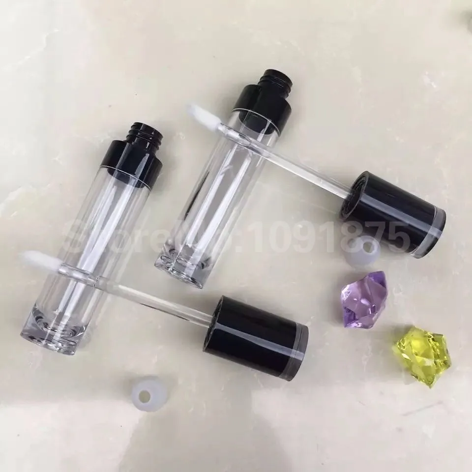 

50pcs/lot 8ml Empty Lip Gloss Tubes Round Clear Lipgloss Tube Black Lid Lip Gloss Containers Cosmetic Lipgloss Bottle