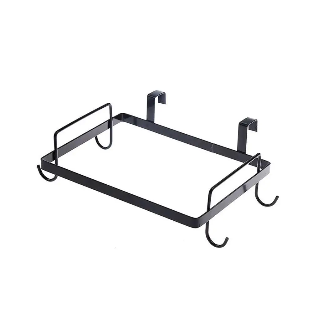 

Metal Hanging Trash Rack Storage Kitchen Garbage Rubbish Bag Holder Hanging Kitchen Cabinet Trash Rack with Four Small Hooks