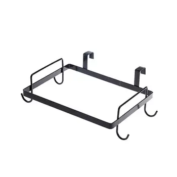 

Metal Hanging Trash Rack Storage Kitchen Garbage Rubbish Bag Holder Hanging Kitchen Cabinet Trash Rack with Four Small Hooks