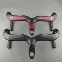 

Black/Red T800 Matte Full Carbon Fiber Integrated Road Bicycle Handlebar Bike Handle Bent bars with stem 400/420/440mm