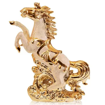 

Creative Ceramic Gold Horse Statue Home Decor Crafts Room Decoration Ornament Porcelain Animal Figurines R564