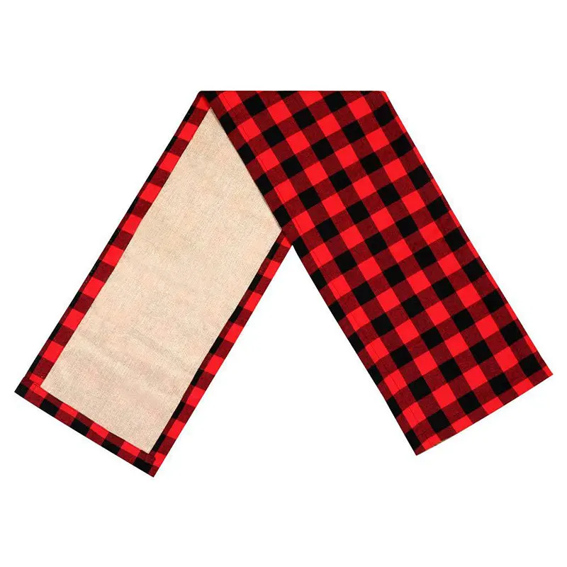 Black red grid 1pc De Noel Table Decorations Cotton Linen Black Red Grid Tablecloth Christmas Home Dinner Party Ornament New Year - Цвет: Black red grid