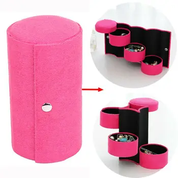 

Portable 3 Layer 360 Degree Rotating Jewelry Box Organizer Ring Earring Display Tray Women Girls Gift