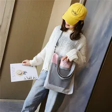 Микро для моды большой емкости Холщовая Сумка простые полосы Новинка сумка через плечо женская сумка художественная ручная сумка