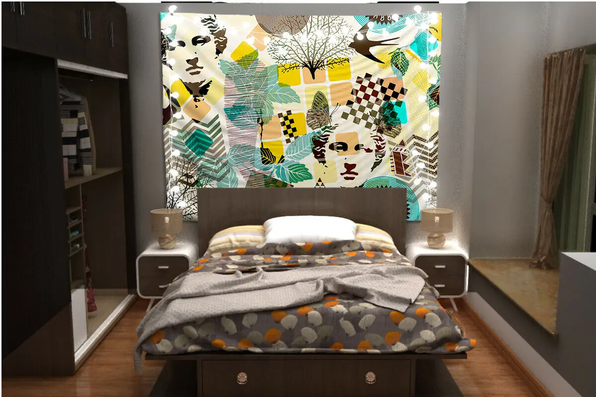 На заказ Сказочный абстрактный Wandteppich Kunst Wandbehang Bettdecke Wohnkultur