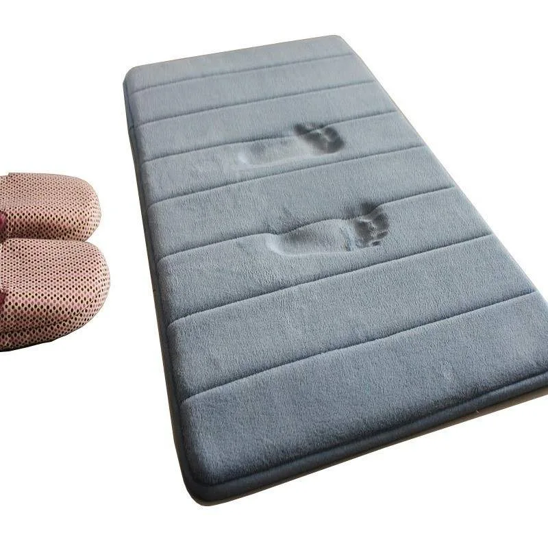 Cozy Home Memory Foam Anti-Skid Small Size Floor Mat Soft Bedroom Stripes Rug Coral Fleece Velvet Absorbent Carpet 30x50cm | Дом и сад