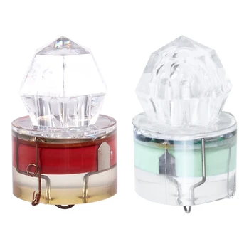 

2 Pcs Depth LED Light Underwater Squid Fishing Lures Bait Deep Drop Diamond Lights, Red & Green