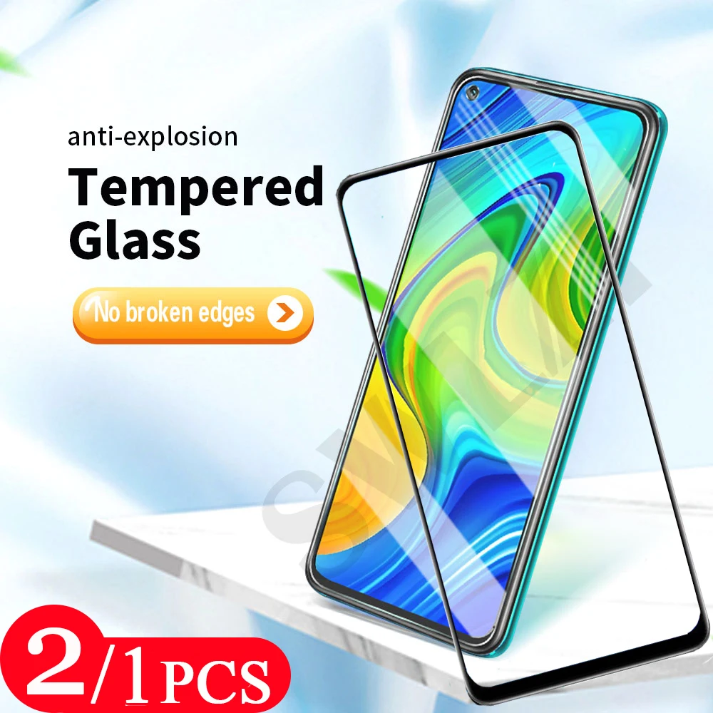 Защитное стекло для экрана телефона, закаленное, с полным покрытием, для Redmi Note 9S 9T, 10, 10S, 10X, 5G, 7, 7S, 8, 8T, 9 Pro Max, 2/1 шт.