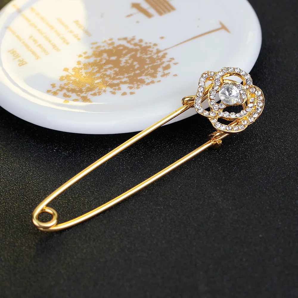 Rose Brooch Luxury Full of Crystals Rose Brooch Korean-style Scarf Buckle