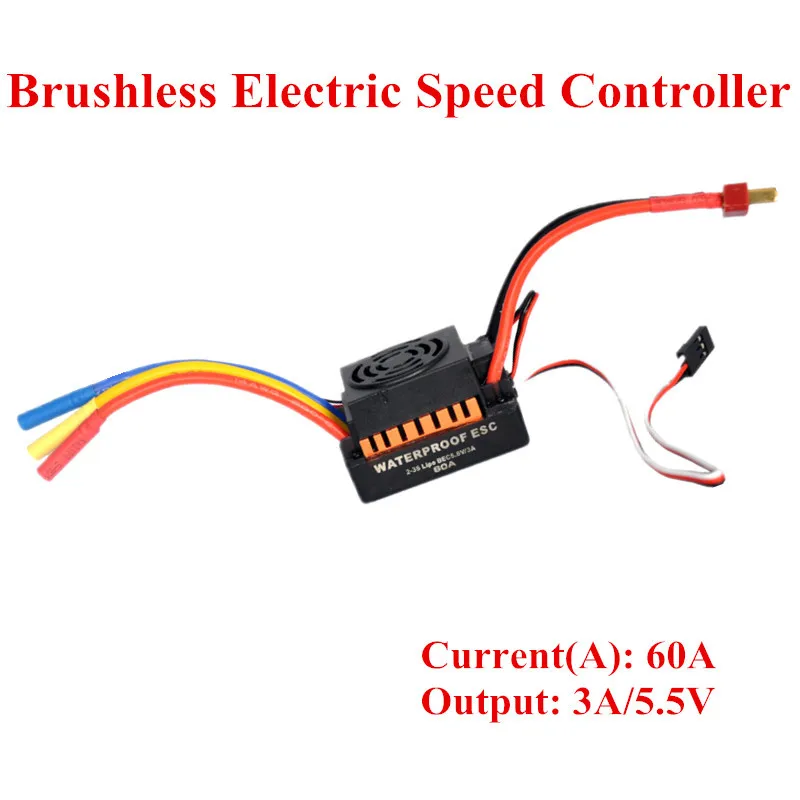 1 шт. 60A ESC бесщеточный ESC электрический регулятор скорости для RC 1:10 автомобиль грузовик(оранжевый