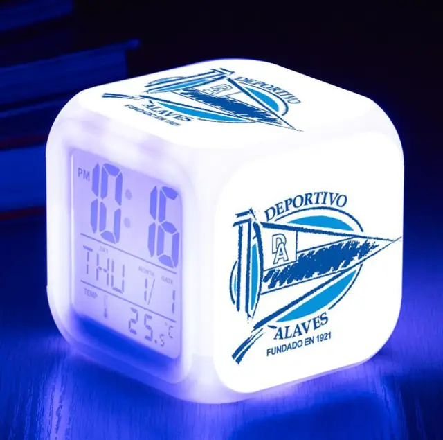 Digital clock 7 color LED Alarm Clock Real Sociedad de Futbol Kid Gift soccer Club Watch Flash  LED Bedroom Lamp Dropship 6