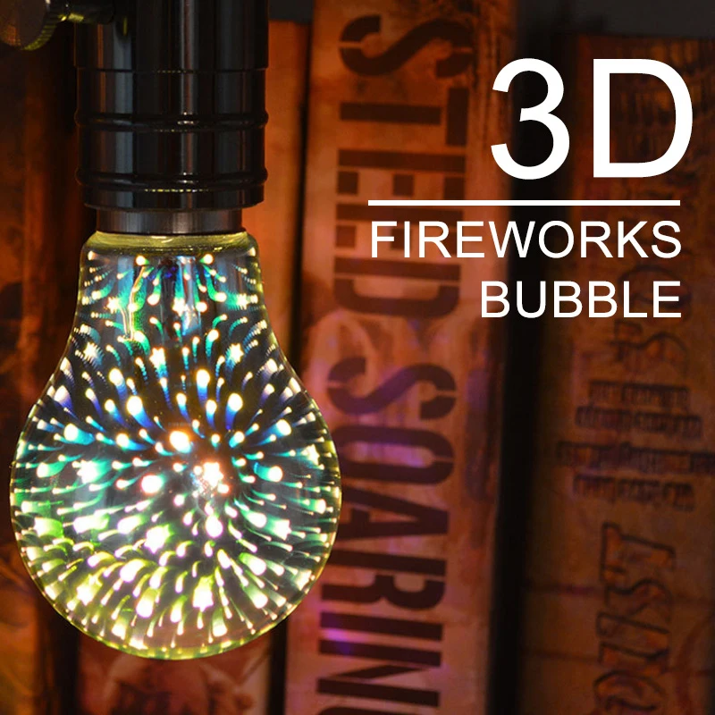 Ретро Эдисона лампочки E27 40LED лампы накаливания украшения Огни Новинка 3D лампы фейерверков домашний декор для вечеринки Рождества