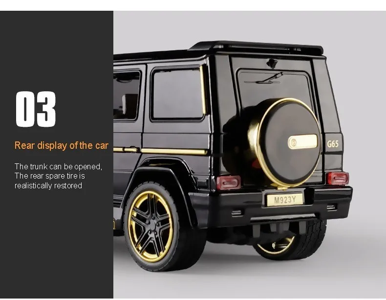 1/24 Mercedes Benz G65 модель автомобиля из сплава игрушка G класс модифицированный автомобиль внедорожник звук и светильник 6 открывающаяся дверь внедорожник