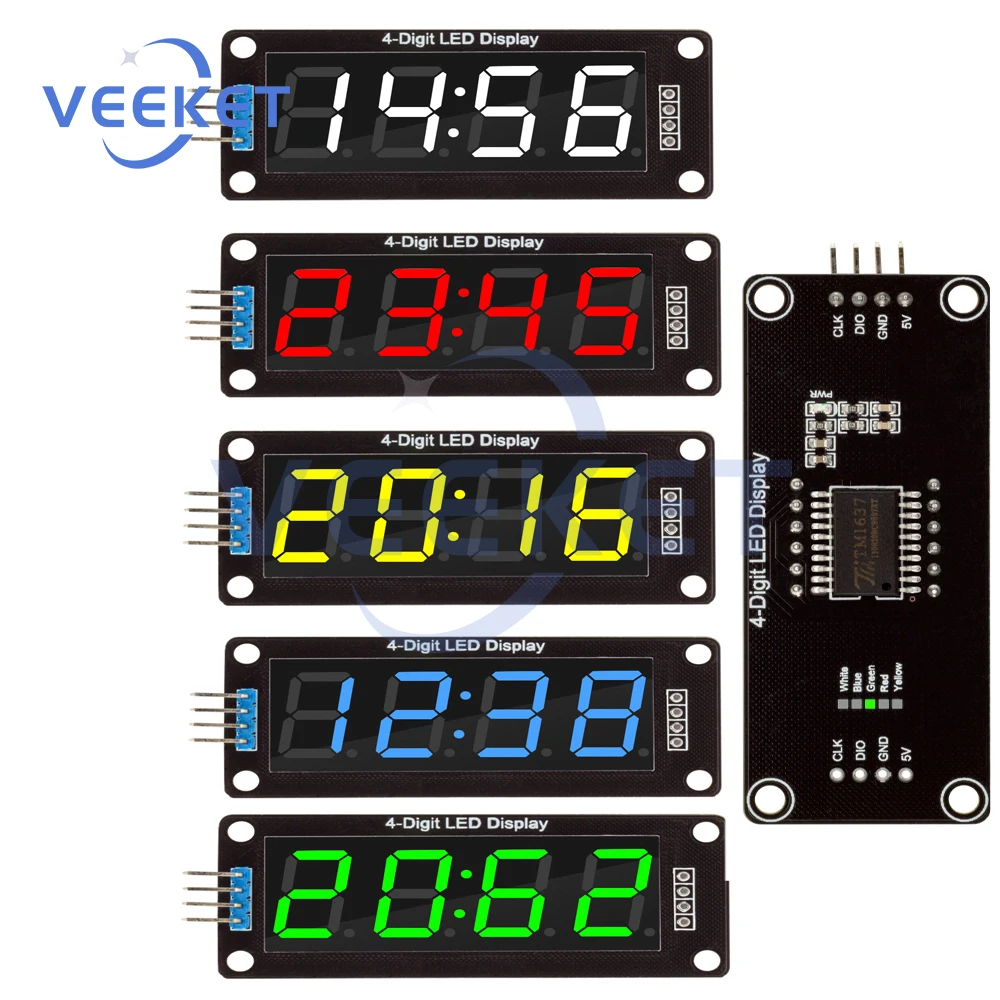 Display TM1637 0.36" 4 Cifre Rosso Per Arduino - Modulo 7 Segmenti Con Driver, Set Di 4 Pezzi