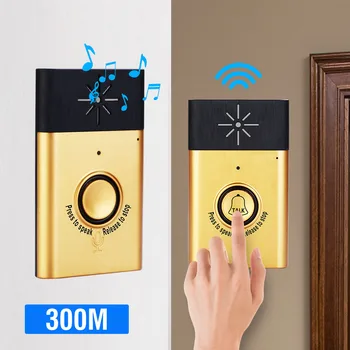 

Smart Home Security Door Bell Wireless Voice Intercom Doorbell 2-way Talk Monitor with Outdoor Unit Button Indoor Unit Receiver
