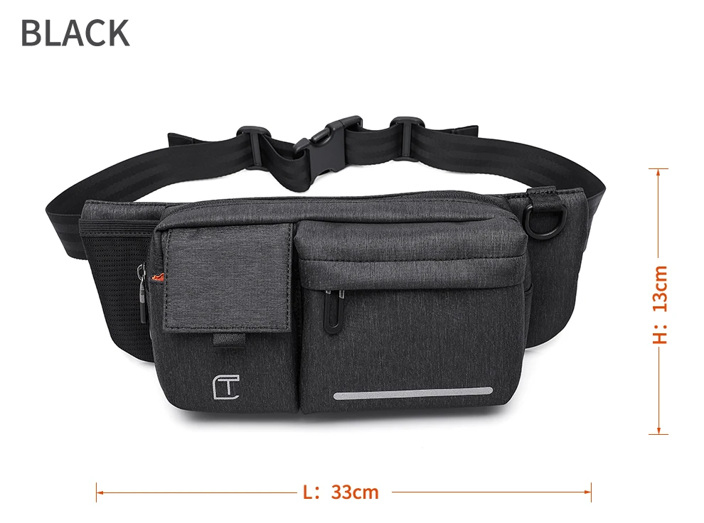 Neouo Black Nylon Multifunctional Business Fanny Pack Size