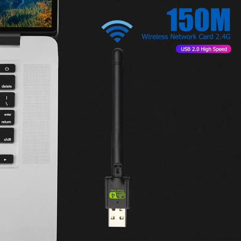 150 Мбит/с 2,4G беспроводной USB WiFi сетевой адаптер LAN Карта с антенной Бесплатный драйвер Поддержка беспроводной безопасности WiFi адаптер для Windows