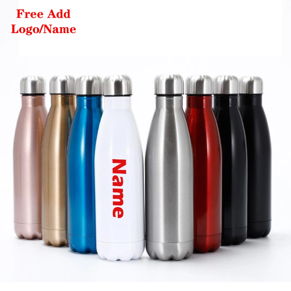 Free Custom logo name Double wall Insulated Vacuum Flask Stainless