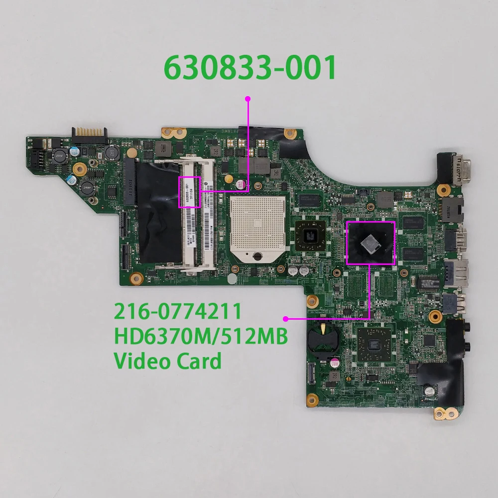 Материнская плата для ноутбука HP Pavilion DV7 4200 Series 630833 001 DA0LX8MB6E1 w HD6370/512|Материнские