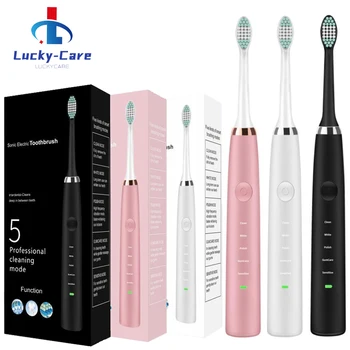 

Soni Electric Toothbrush Rechargeable Waterproof USB Automatic 5 Gear Adjustable USB Charging Tooth Brush With 2 Brush Heads
