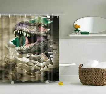 

Rex Polyester Waterproof Bathroom Fabric Shower Curtain 12 Hook