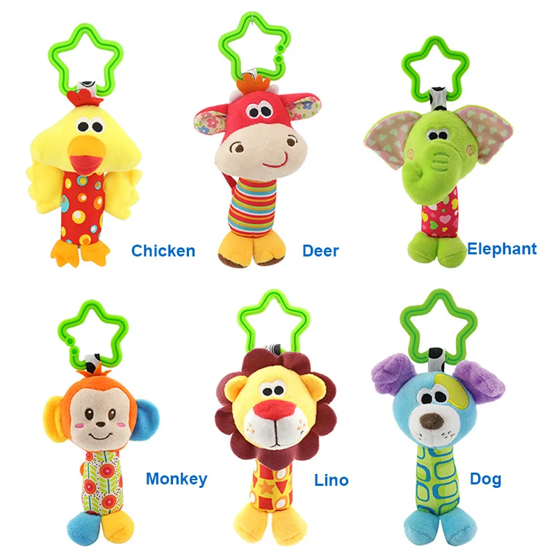 Crianças do Bebê Brinquedos dos Desenhos Animal de Pelúcia Carrinho de Criança Brinquedos do Bebê Bonito Boneca Animados Coisas Sino Mão Recém-nascido Pendurado Chocalhos Infantil Presentes 1 Brinquedos e hobbies