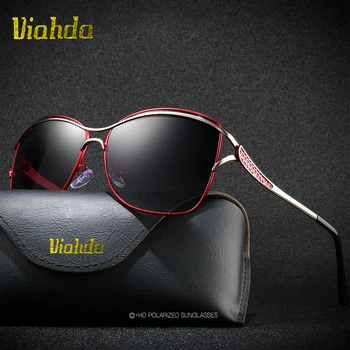 

VIAHDA Luxury HD Polarized Women Sunglasses Fashion Round Ladies Vintage Brand Design cat eye woman Female Sun Glasses oculos
