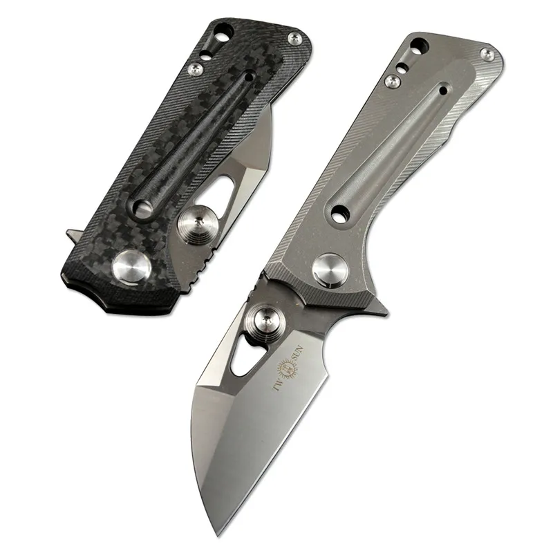 TWOSUN TS138 Flipper Folding Pocket Knife Hunting Outdoor Camping knife D2 blade TC4 Titanium/Carbon fiber Handle Fast Open