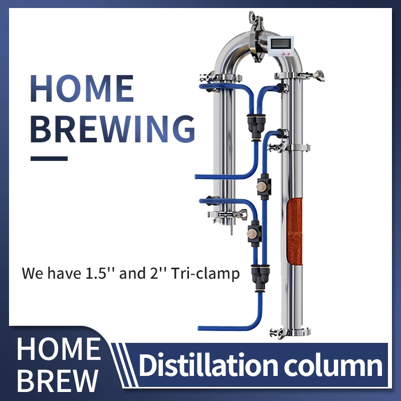 

Production brandy whisky vodka moonshine distiller 1.5 "2" home brewing alcohol tubular distillation column with copper mesh
