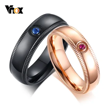 

Vnox His and Her Matching Wedding Bands Ring Bling Cubic Zirconia Alliance Custom Engrave Name Date Love