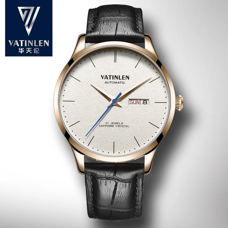 

Double Calendar Business Waterproof Leather Watch Switzerland Import New Style Fully Automatic Mechanical Wrist Watch MEN'S Leat