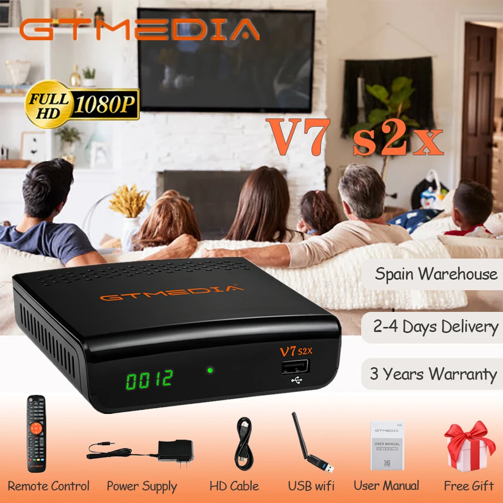 Gtmedia-receptor satélite DVB-S2 V7 S2X, 1080P, actualizado por Gtmedia V7S HD, incluye Wifi USB, H.265, Gtmedia V7S2X, decodificador sin aplicación
